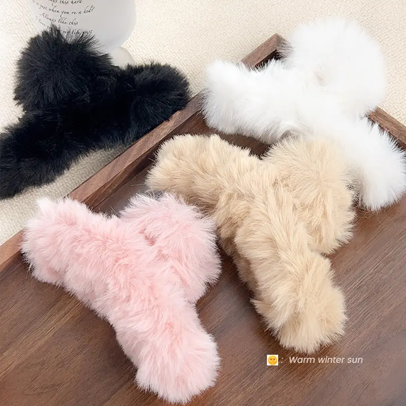 Autumn Winter Plush Hair Grab Clips Extra Large - Image 6