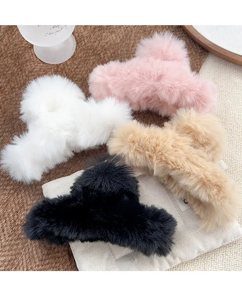 Autumn Winter Plush Hair Grab Clips Extra Large — feature 10