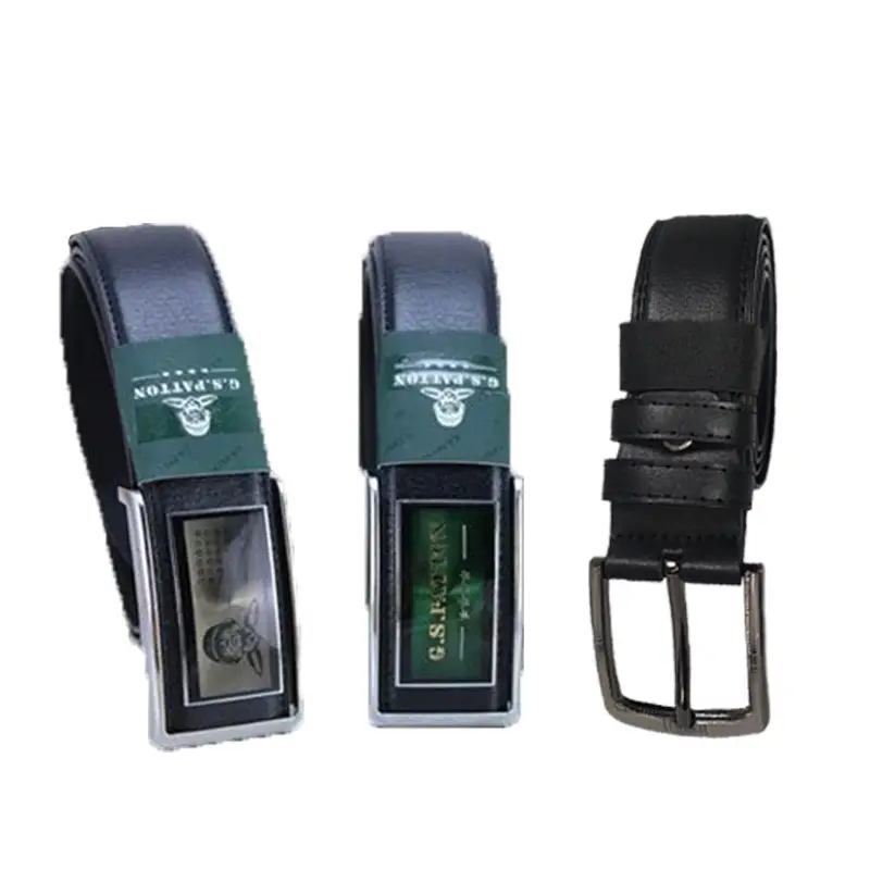 Men's Real Belt 38W Punching Screw World Buckle Gift Box - Image 12