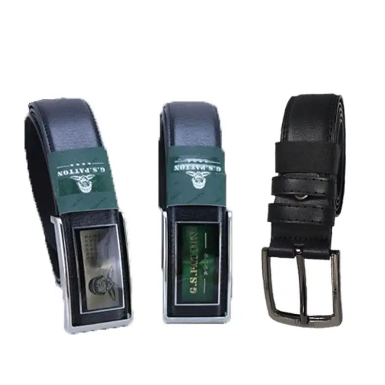 Men's Real Belt 38W Punching Screw World Buckle Gift Box — feature 7