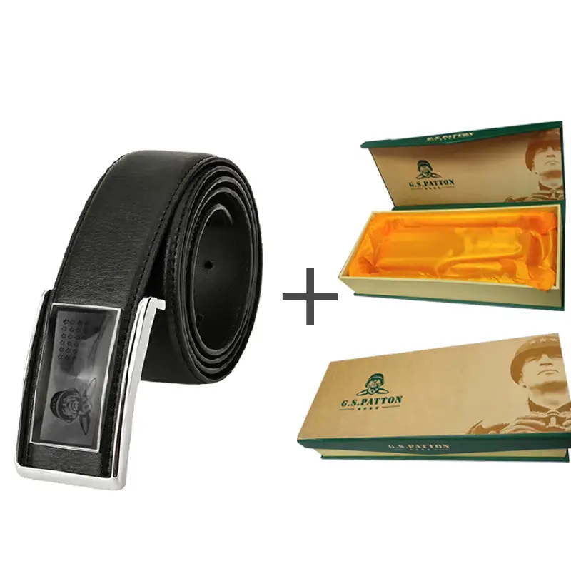 Men's Real Belt 38W Punching Screw World Buckle Gift Box - Image 2