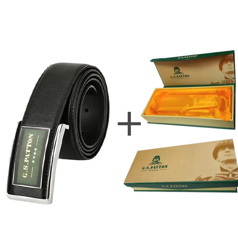 Men's Real Belt 38W Punching Screw World Buckle Gift Box - Image 3