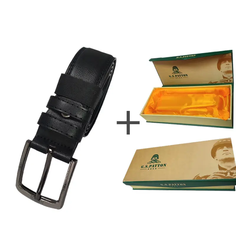 Men's Real Belt 38W Punching Screw World Buckle Gift Box - Image 4