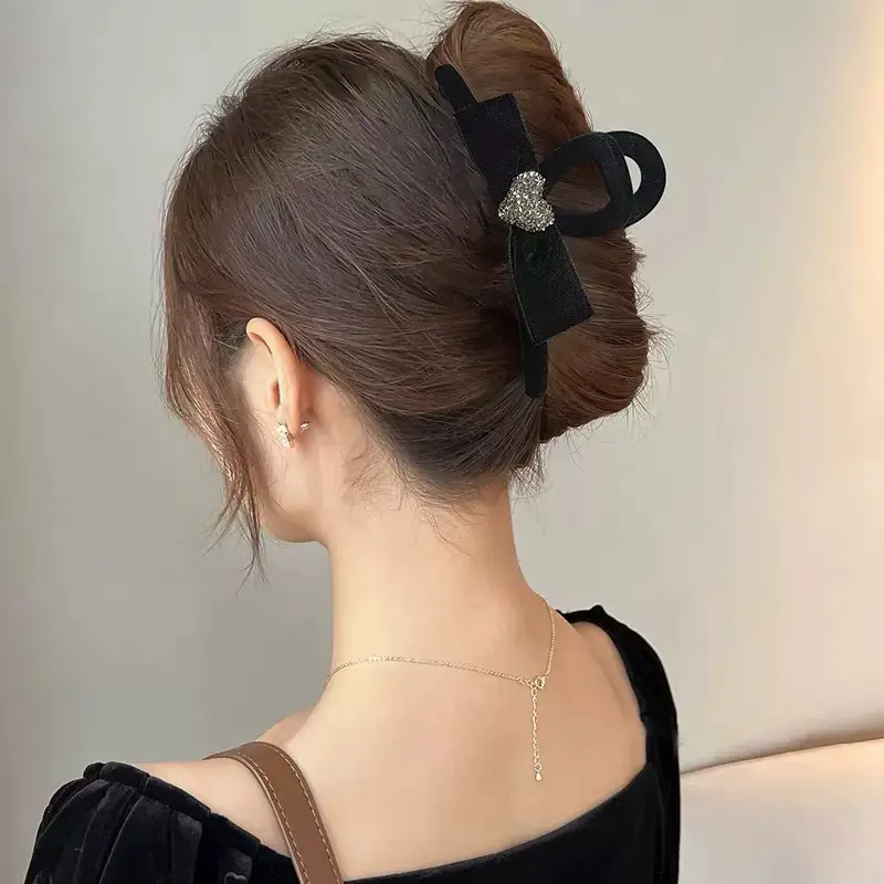 Black Sparkly Hair Grabber Bow for Women - Image 7