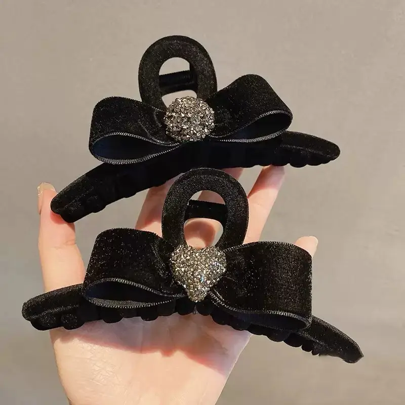 Black Sparkly Hair Grabber Bow for Women - Image 8