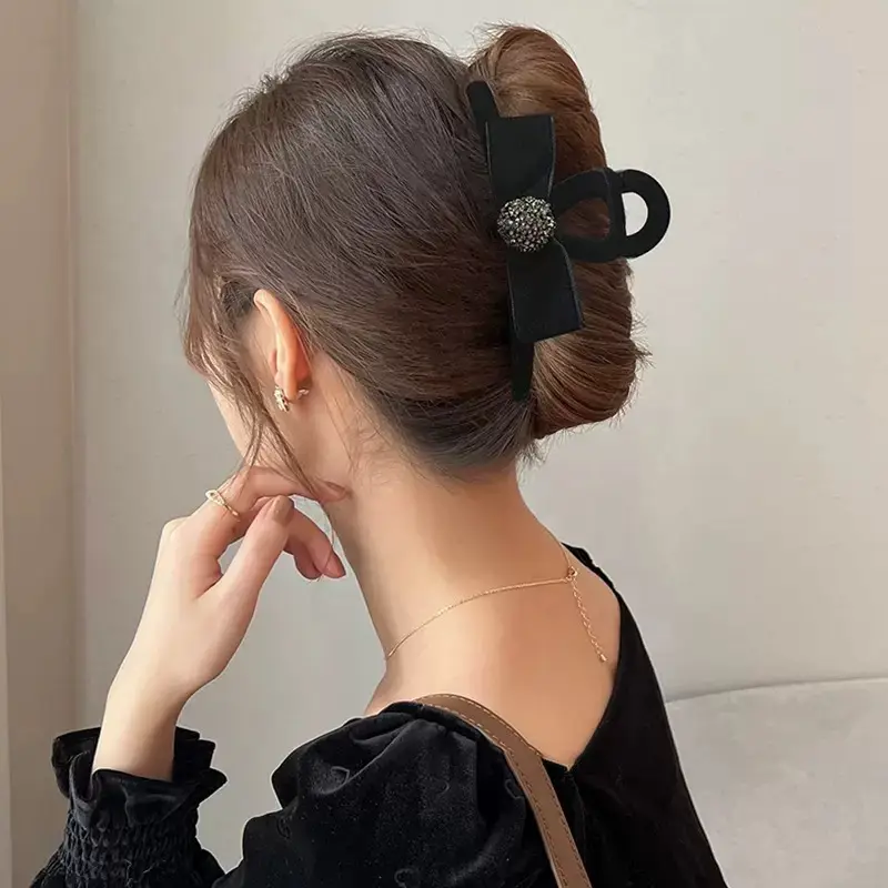 Black Sparkly Hair Grabber Bow for Women — feature 2