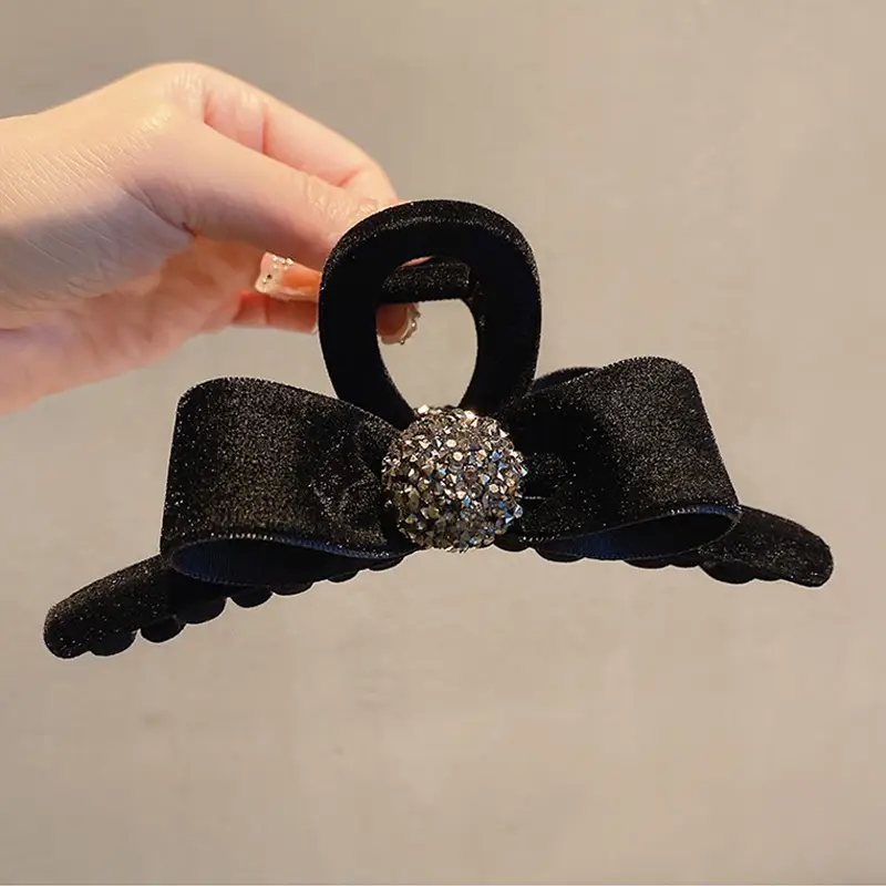 Black Sparkly Hair Grabber Bow for Women — feature 8