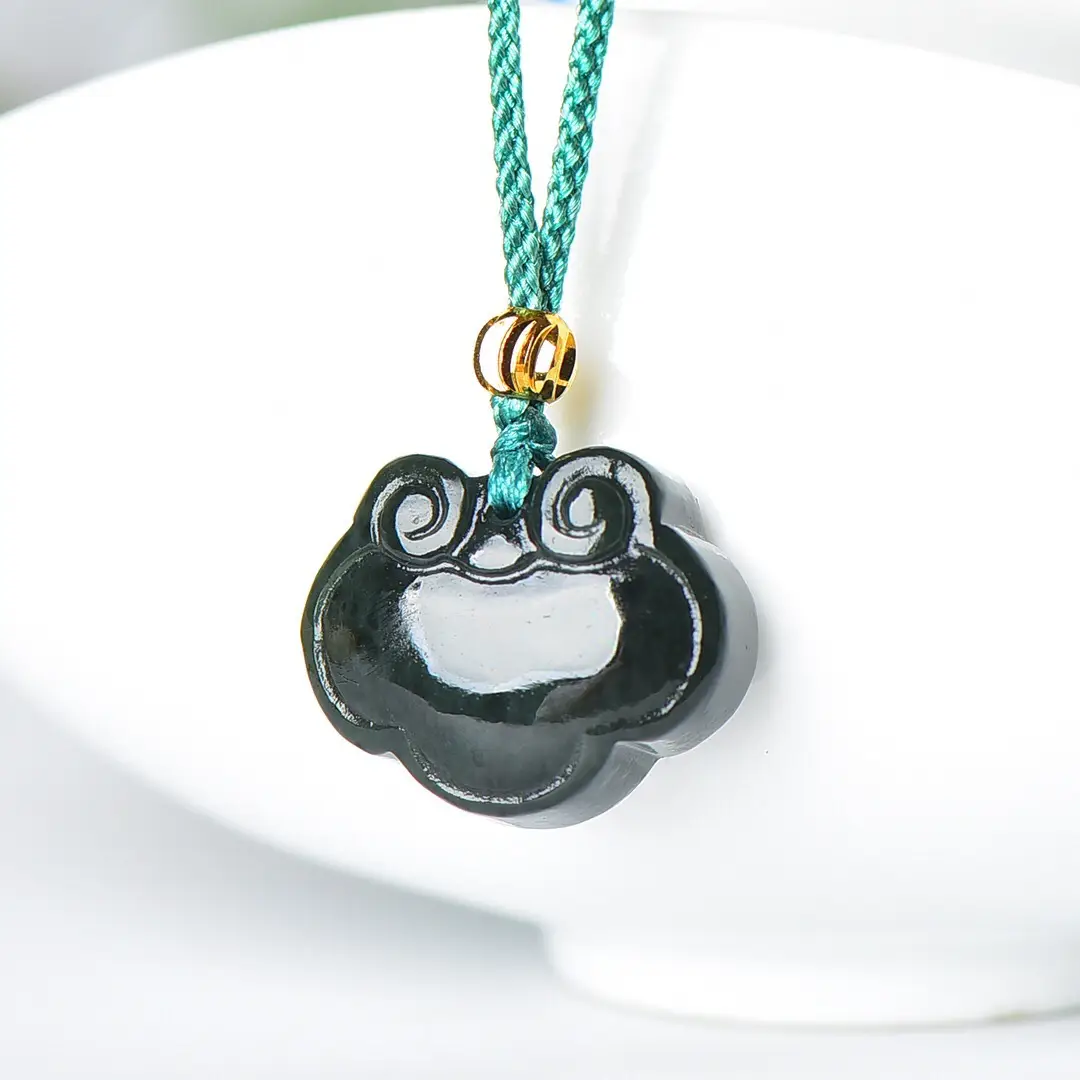 Hetian Jade "Safe Lock" Necklace Black - Image 4