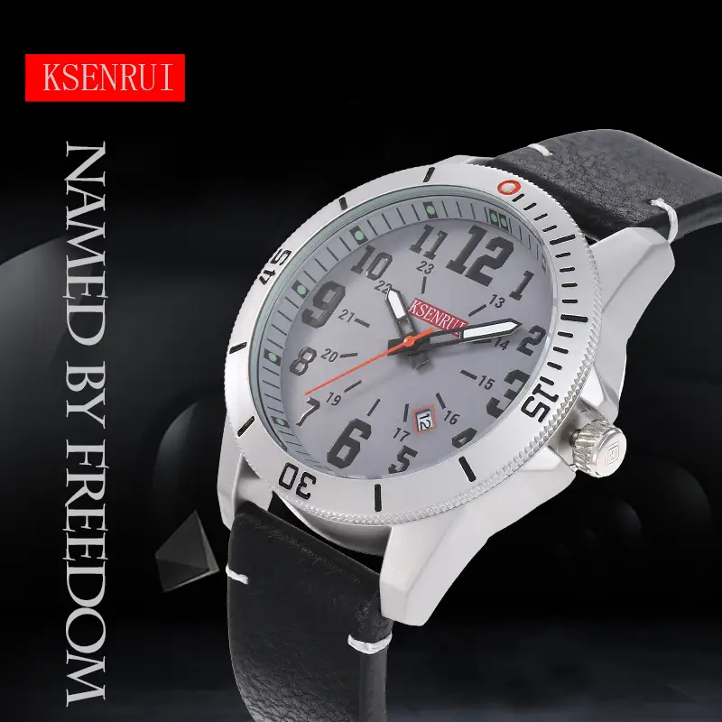 Men's Waterproof Quartz Watch Brown Leather Band 511 — feature 2