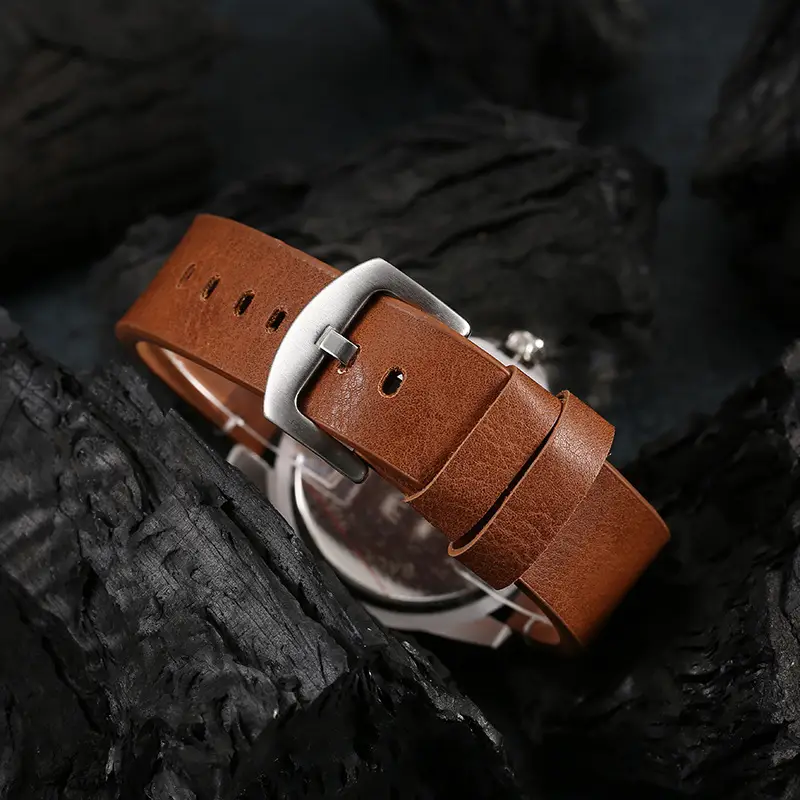 Men's Waterproof Quartz Watch Brown Leather Band 511 — feature 5