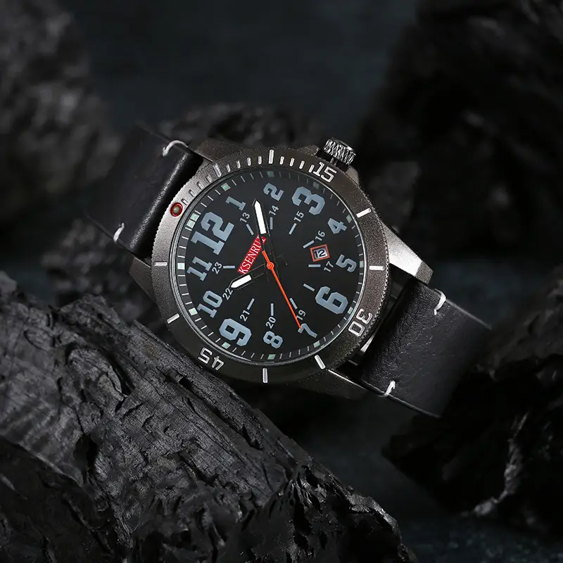 Men's Waterproof Quartz Watch Brown Leather Band 511 — feature 7