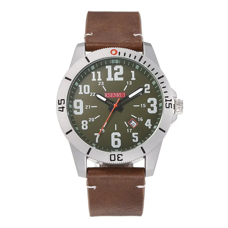 Men's Waterproof Quartz Watch Brown Leather Band 511 - Image 2