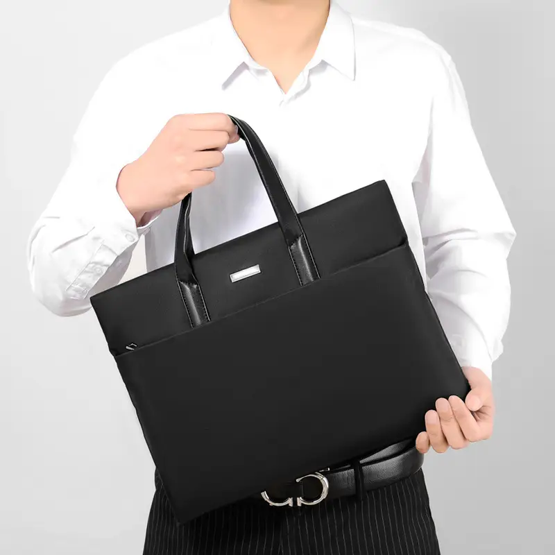 Men's Black Tote Bag Large Capacity Multi Layer Portable - Image 7