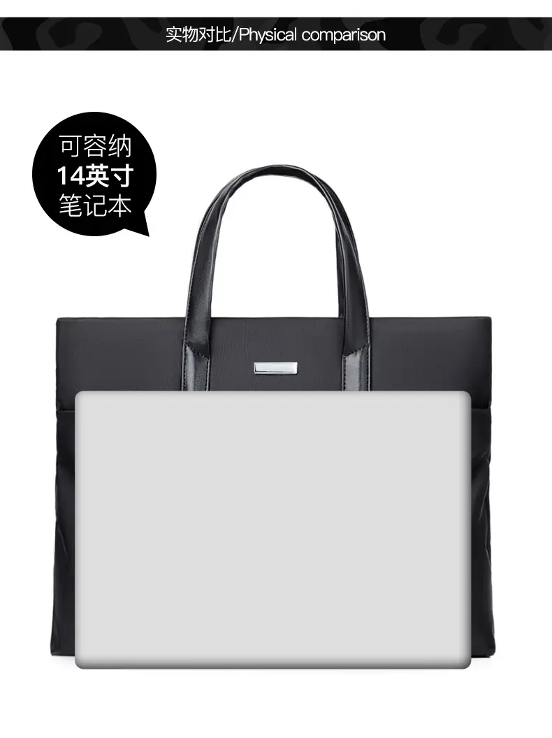 Men's Black Tote Bag Large Capacity Multi Layer Portable — feature 10