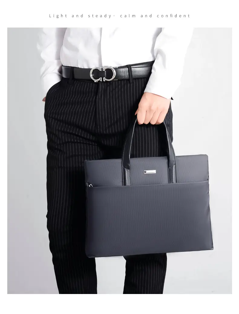 Men's Black Tote Bag Large Capacity Multi Layer Portable — feature 12