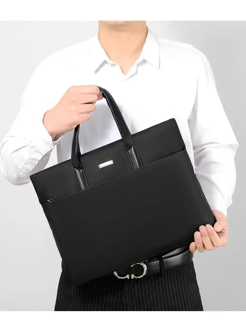 Men's Black Tote Bag Large Capacity Multi Layer Portable — feature 13