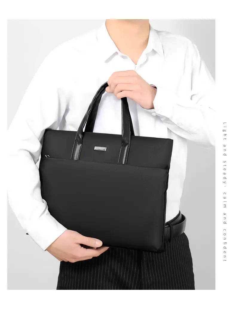 Men's Black Tote Bag Large Capacity Multi Layer Portable — feature 14