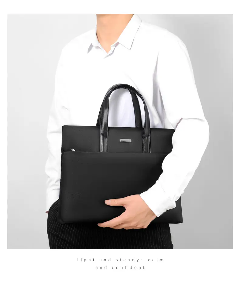 Men's Black Tote Bag Large Capacity Multi Layer Portable — feature 15