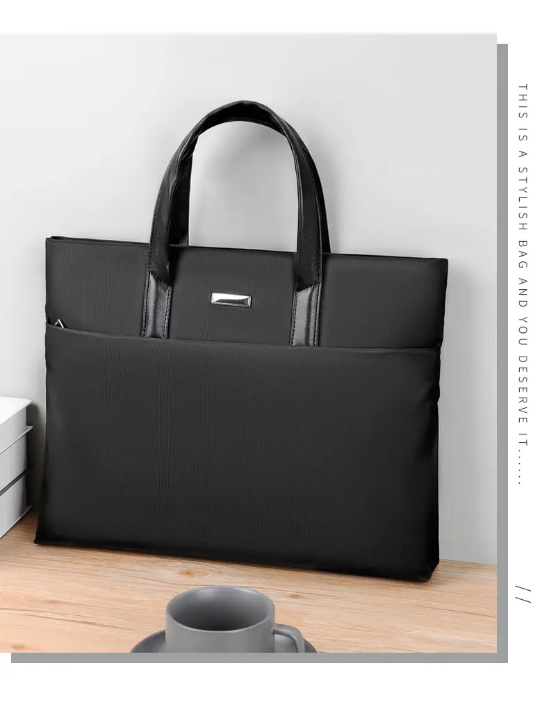 Men's Black Tote Bag Large Capacity Multi Layer Portable — feature 20