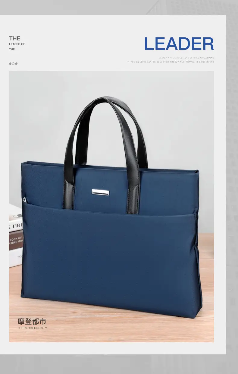 Men's Black Tote Bag Large Capacity Multi Layer Portable — feature 5