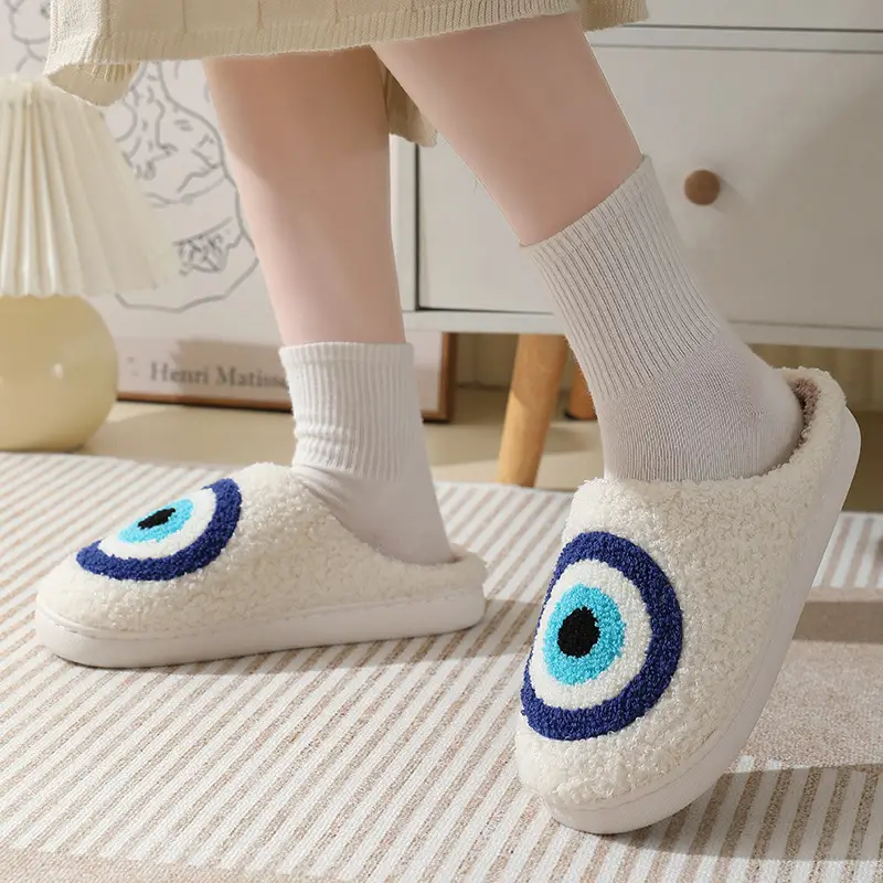 New Winter Cotton Slippers for Home Comfort, Devil's Eyes, Men's and Women's Couples, Thick-Soled Warm Indoor Slippers Wholesale - Image 5