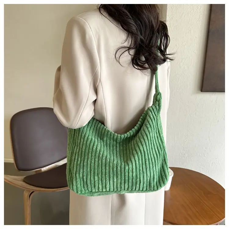 Blue Corduroy Shoulder Tote Bag for Women — feature 10