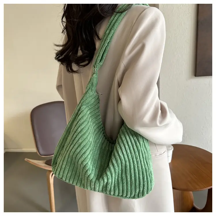 Blue Corduroy Shoulder Tote Bag for Women — feature 8