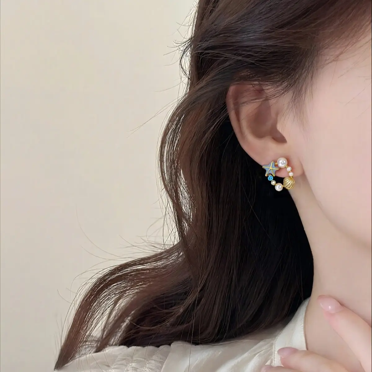 Cute Star Shell Pearl Earrings for Women 18K Gold - Image 5