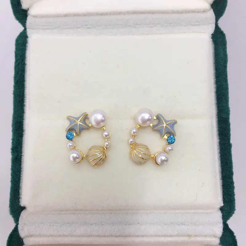 Cute Star Shell Pearl Earrings for Women 18K Gold — feature 7