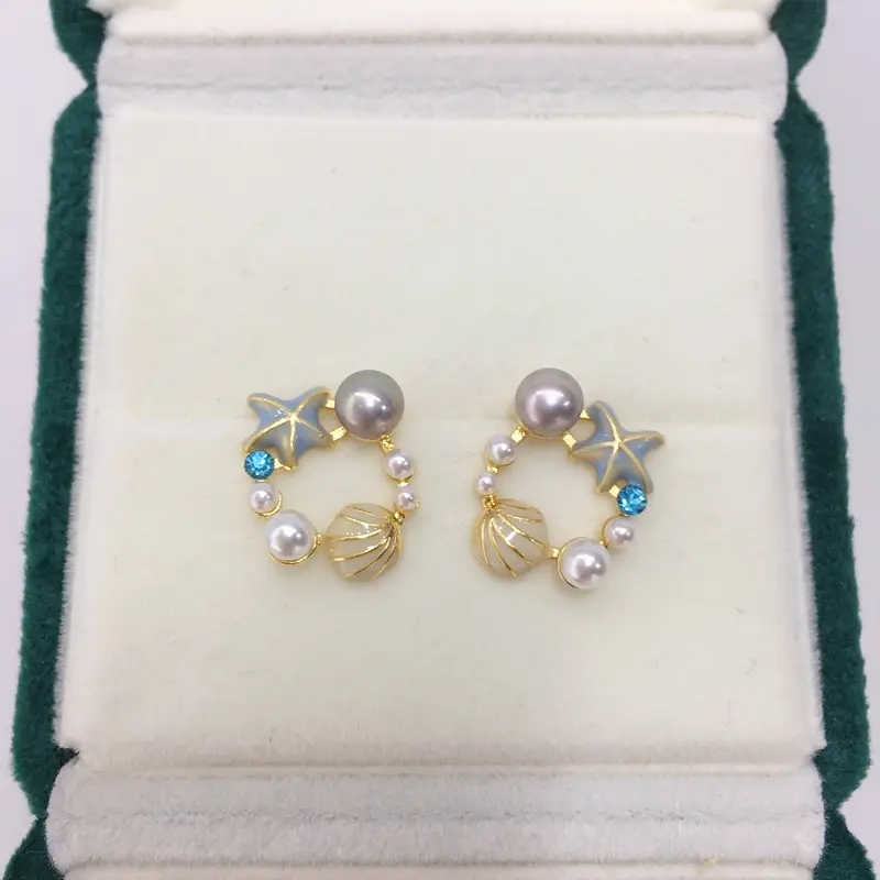 Cute Star Shell Pearl Earrings for Women 18K Gold — feature 8