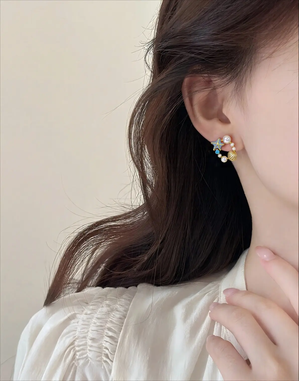 Cute Star Shell Pearl Earrings for Women 18K Gold — feature 9