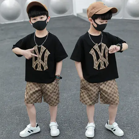 Boy's Cool Black Graphic Shorts Set Summer Wear - Image 4