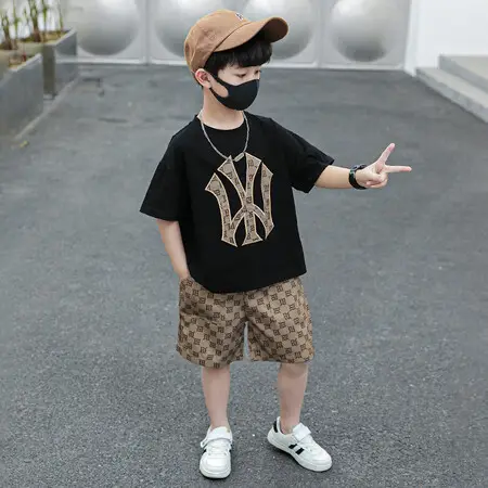 Boy's Cool Black Graphic Shorts Set Summer Wear - Image 6