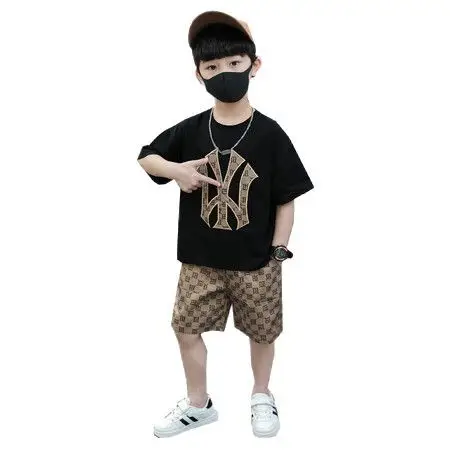 Boy's Cool Black Graphic Shorts Set Summer Wear - Image 7