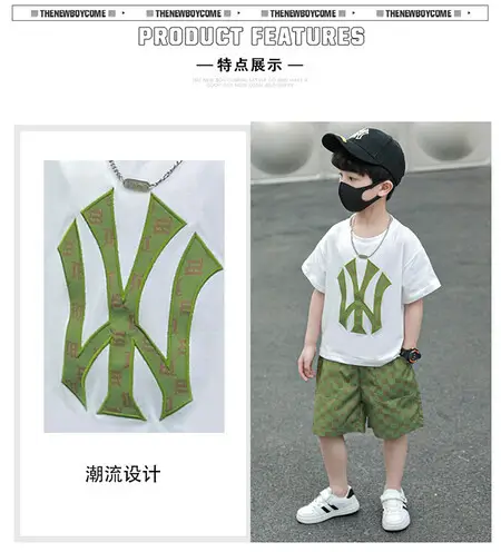 Boy's Cool Black Graphic Shorts Set Summer Wear — feature 13