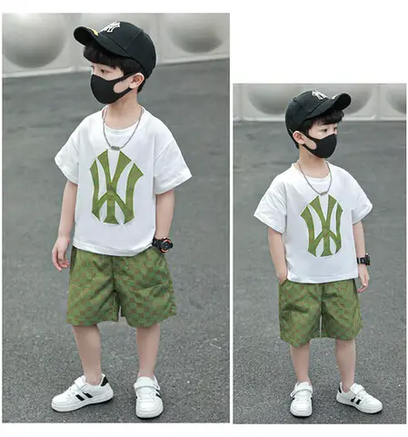 Boy's Cool Black Graphic Shorts Set Summer Wear — feature 3