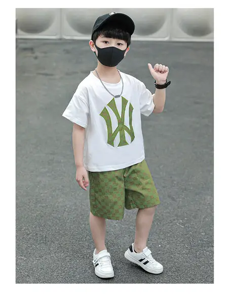 Boy's Cool Black Graphic Shorts Set Summer Wear — feature 4
