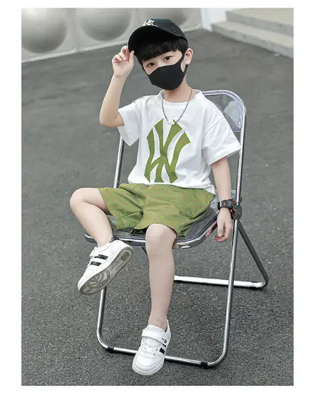 Boy's Cool Black Graphic Shorts Set Summer Wear — feature 5