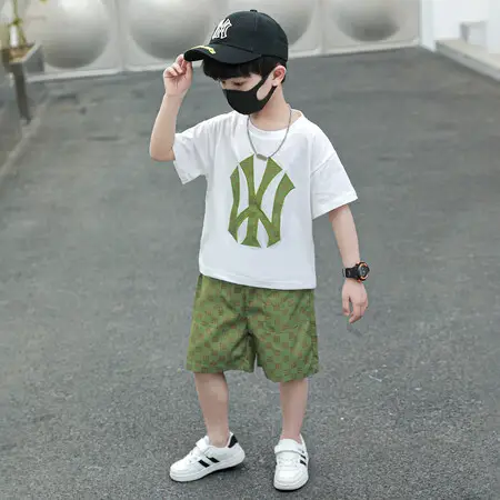 Boy's Cool Black Graphic Shorts Set Summer Wear - Image 2