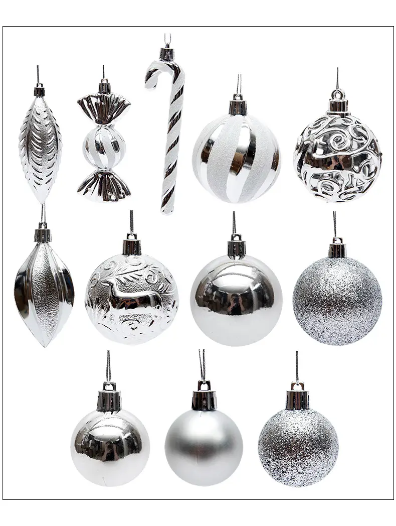 Silver Metal Christmas Balls 6cm 4cm Pack — feature 18