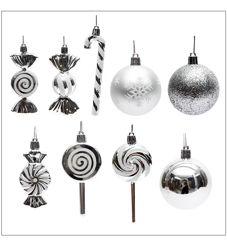 Silver Metal Christmas Balls 6cm 4cm Pack — feature 24