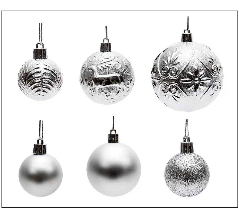 Silver Metal Christmas Balls 6cm 4cm Pack — feature 30