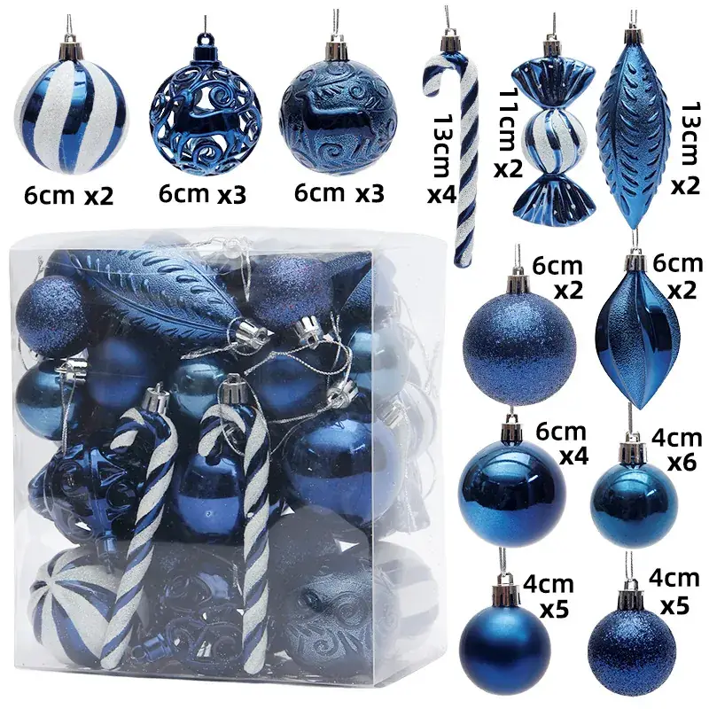 Silver Metal Christmas Balls 6cm 4cm Pack - Image 14