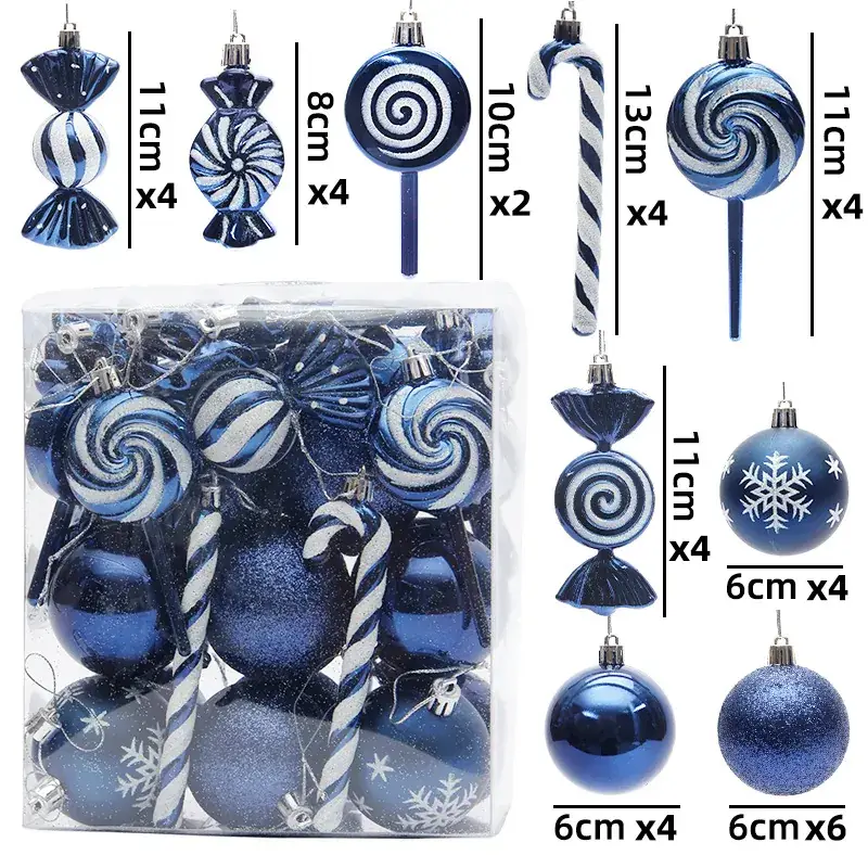 Silver Metal Christmas Balls 6cm 4cm Pack - Image 15