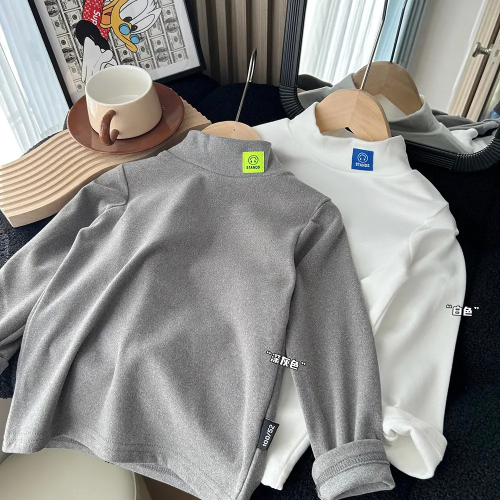 2023 New Boys White Turtleneck Shirt — feature 1