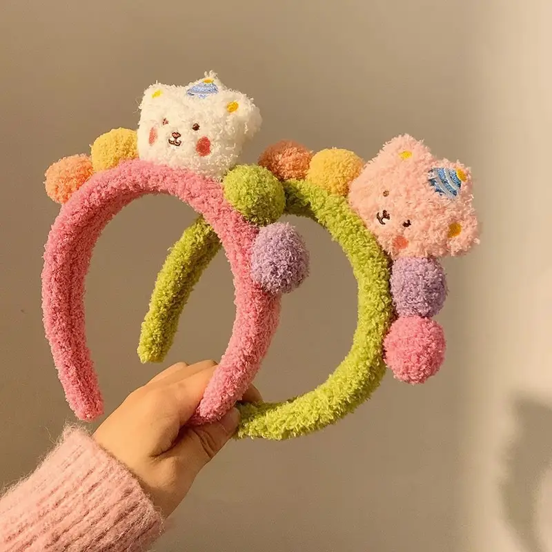 Cute Bear Plush Headband for Girls Autumn Winter - Image 8