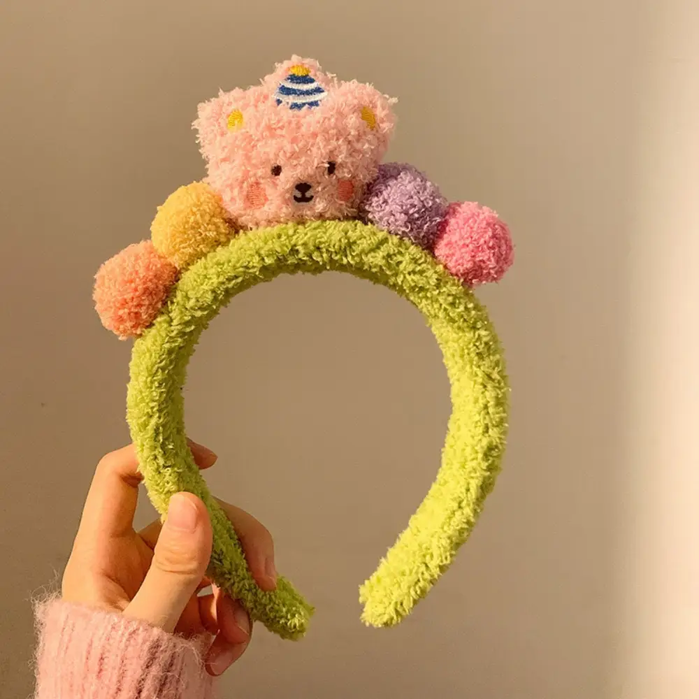 Cute Bear Plush Headband for Girls Autumn Winter - Image 3
