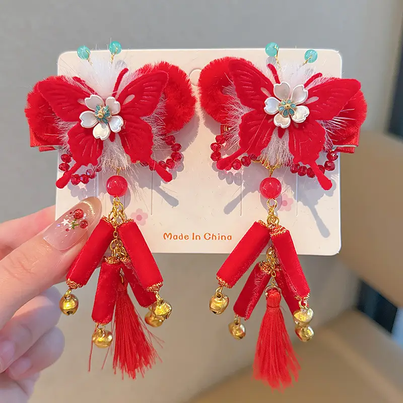 2026 Red Traditional Tassel Hairpin for Girls — feature 44