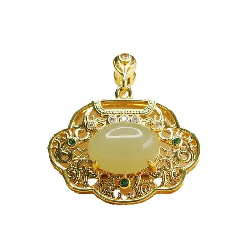 Aiyu Hetian Jade Pendant Necklace with Ruyi Lock Design - Image 6