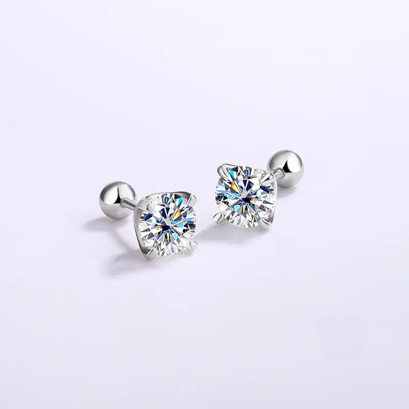 Moissanite Earrings Women 925 Silver Gold Plated - Image 3